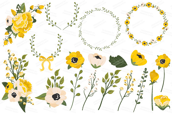 Yellow Romantic Bicycle & Flowers in Illustrations - product preview 3