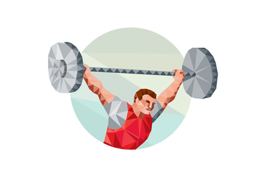 Weightlifter Lifting Barbell Circle in Illustrations - product preview 8