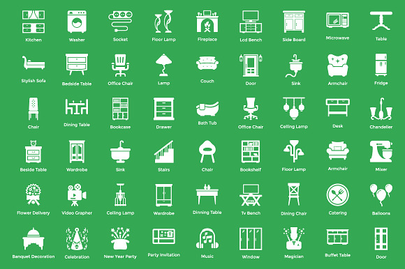 225 Interior and Decoration Icons in Icons - product preview 1