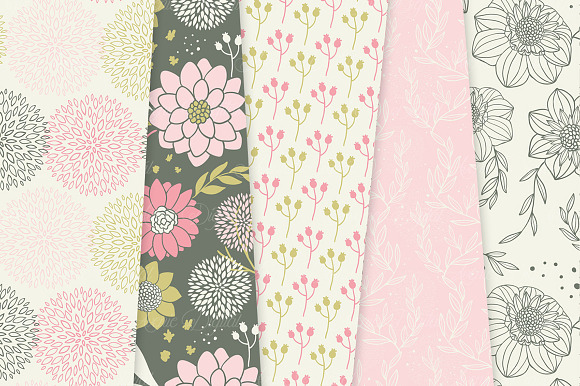 Pink Floral Seamless Vector Patterns in Patterns - product preview 2
