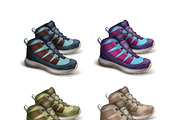 Set of colored travel sneakers