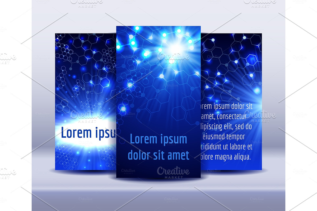 Flyers with molecule structure glowing background in Illustrations - product preview 8