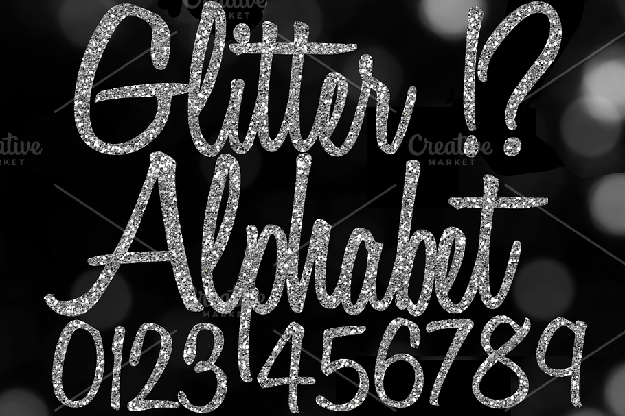 Silver Glitter Alphabet Clip Art