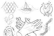 Hand drawing illustration set