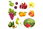 Vector flat icons of tropical exotic fruits