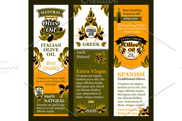 Vector olives banners for Italian olive oil
