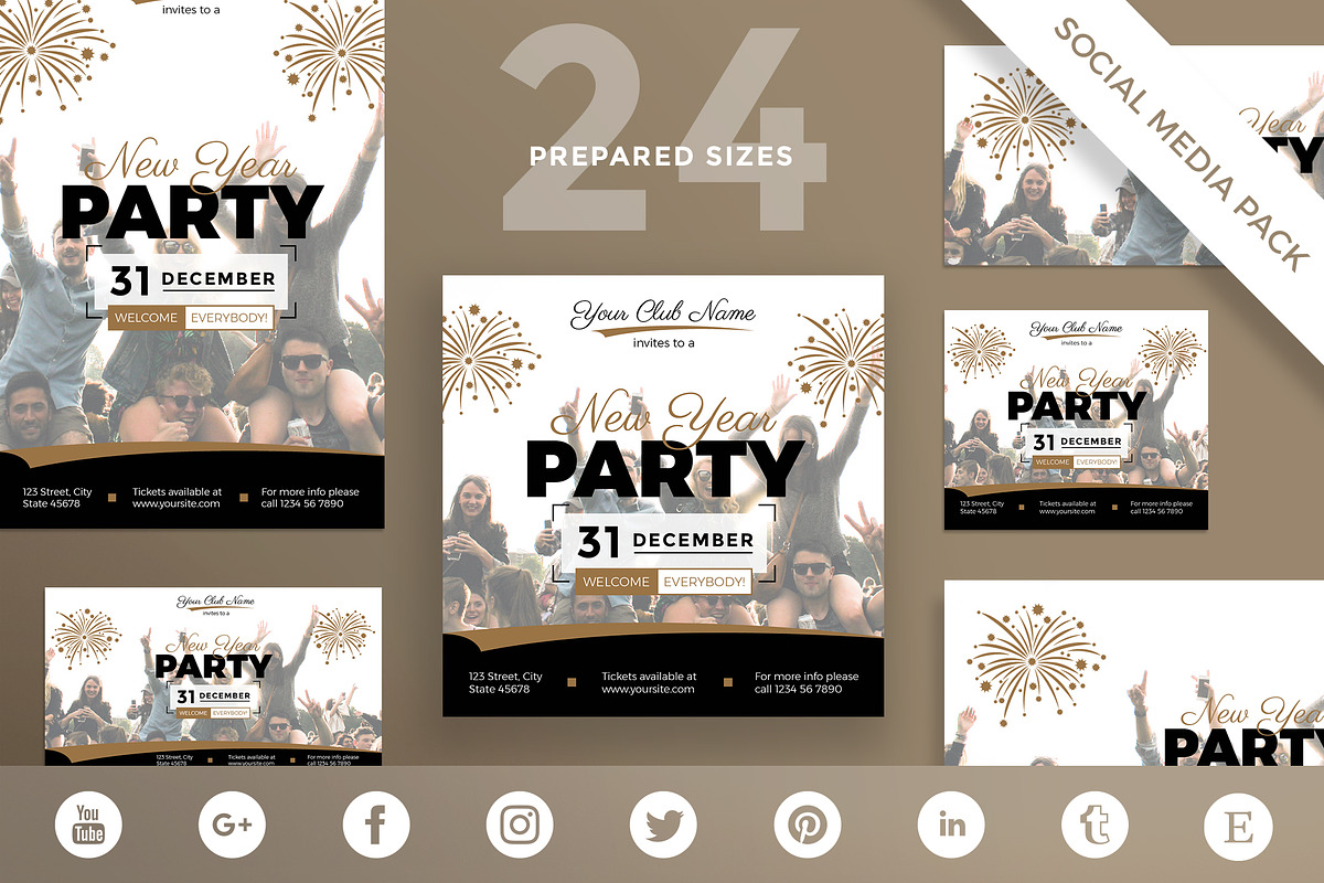Social Media Pack | New Year Party in Social Media Templates - product preview 8