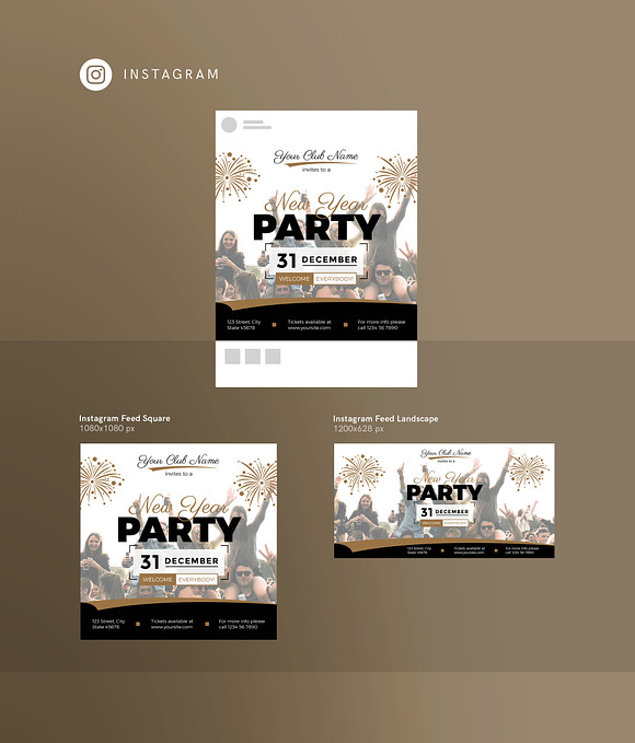 Social Media Pack | New Year Party in Social Media Templates - product preview 9