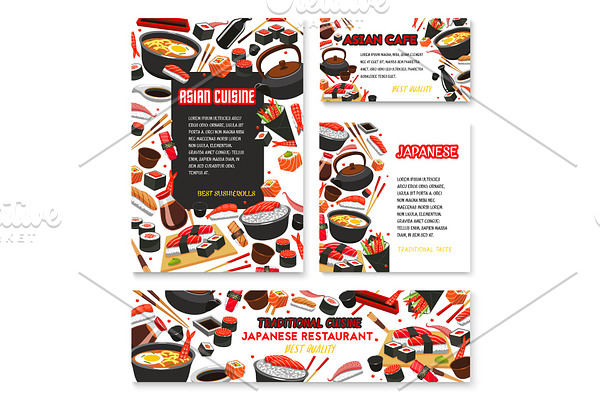 Vector Japanese cuisine poster for sushi food