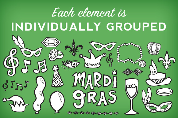 Mardi Gras Sketch Collection in Illustrations - product preview 1