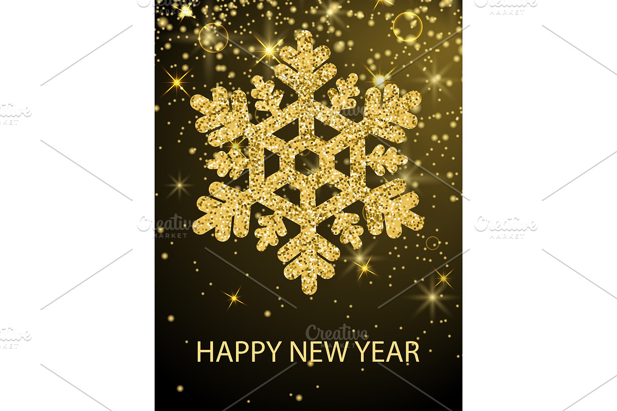 Happy New Year Congrats Banner Glitter Snowflake in Objects - product preview 8