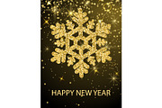 Happy New Year Congrats Banner Glitter Snowflake