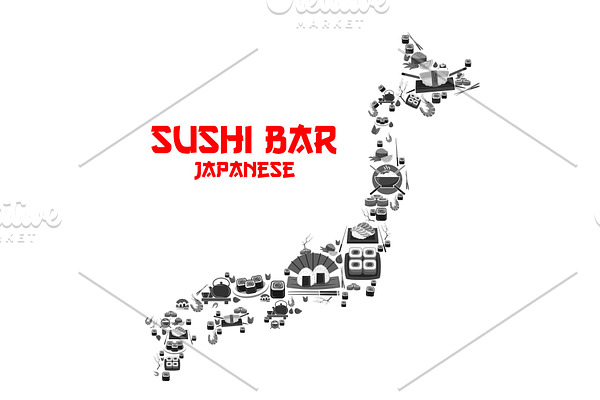 Vector poster for Japanese sushi bar restaurant