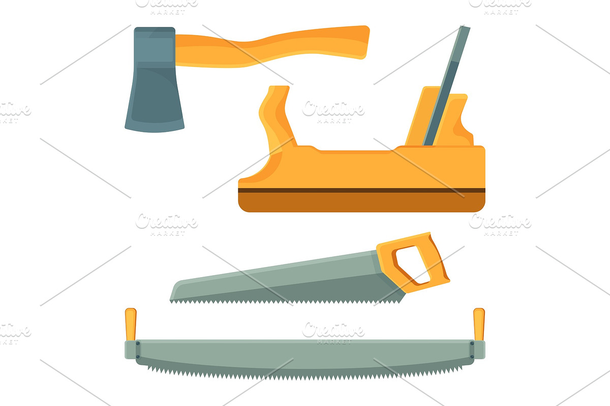 Deforestation tools set of icons on vector illustration in Objects - product preview 8