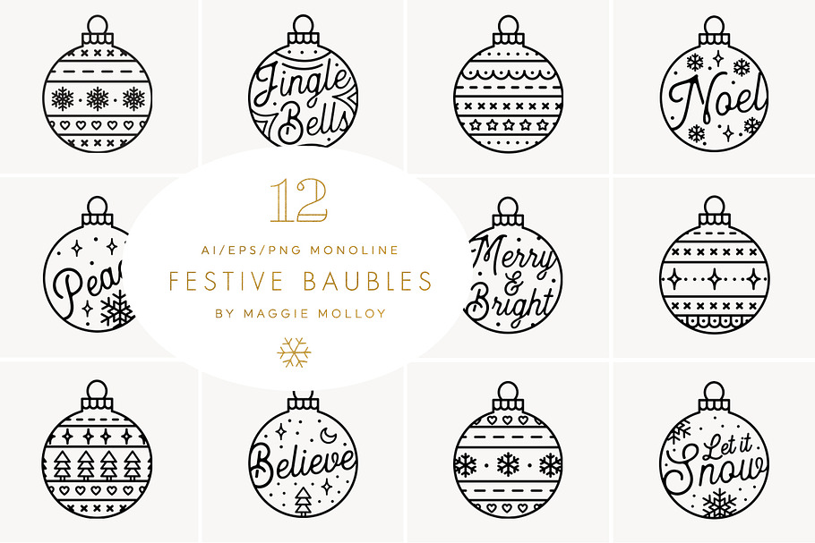 Festive Bauble Elements EPS PNG AI in Illustrations - product preview 8