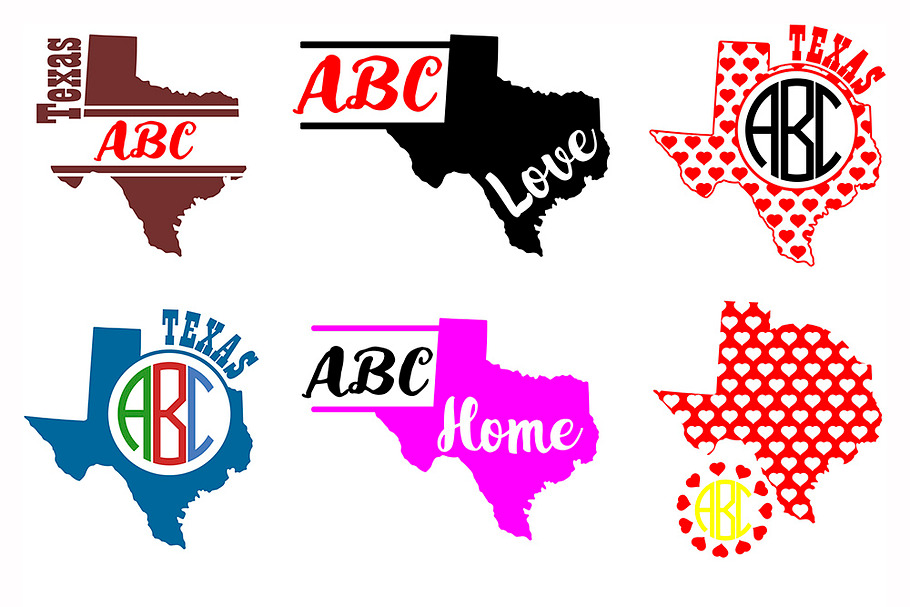 Texas state SVG monograms