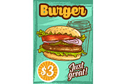 Fast food vector burger fastfood sketch poster