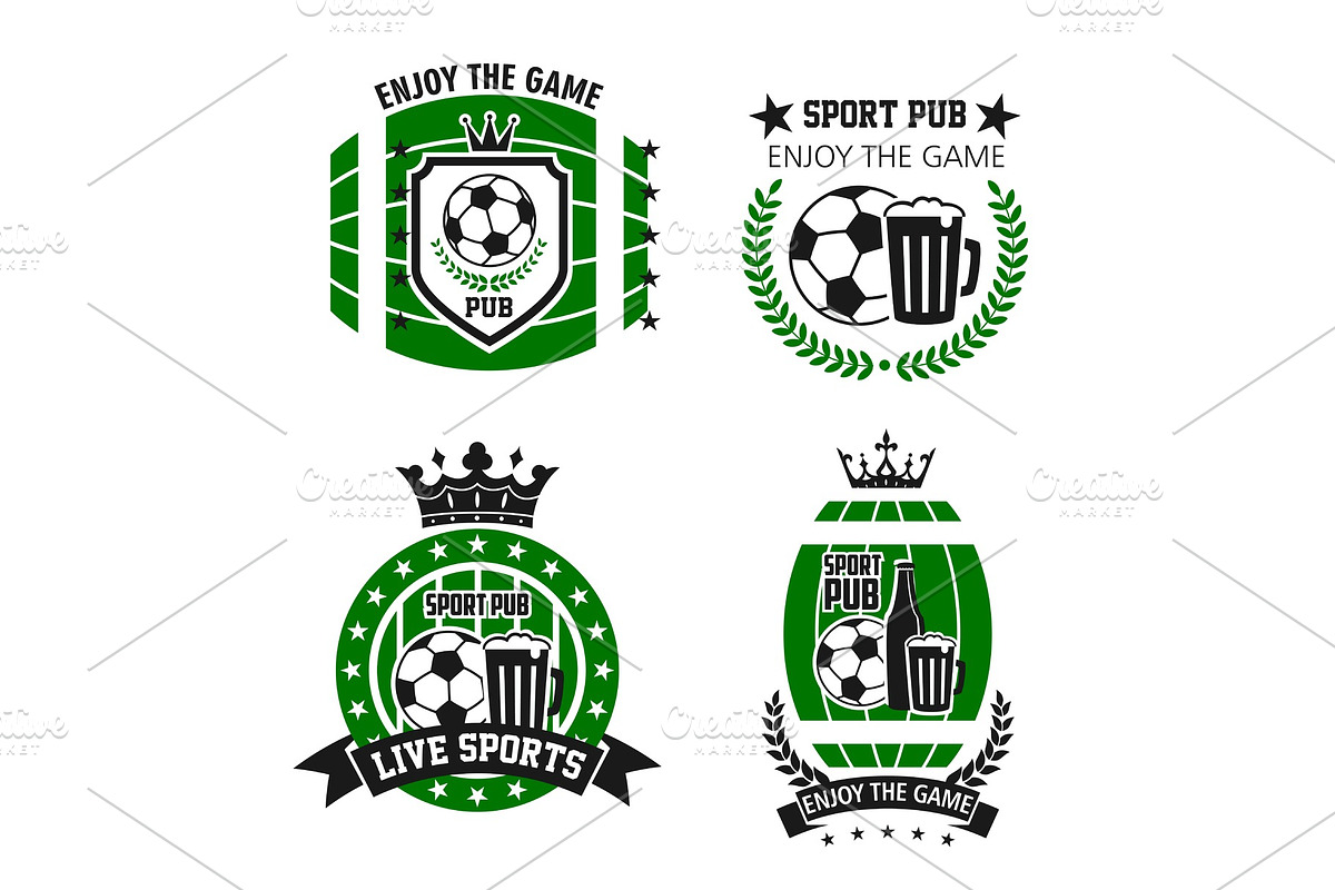 Vector icons for soccer bar or football sport pub in Objects - product preview 8