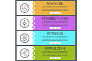 Cryptocurrency web banner templates set