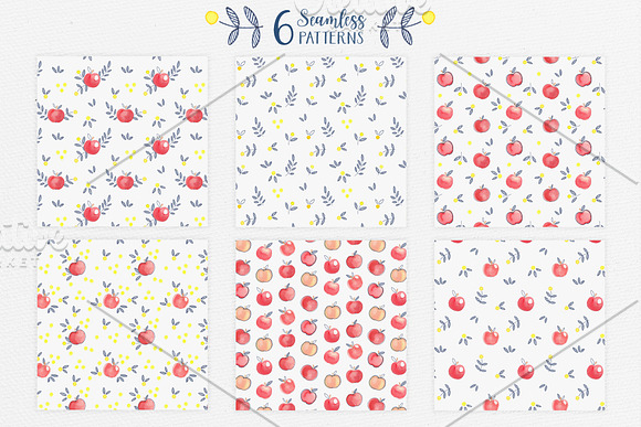 Apple Blossom Watercolor Set in Patterns - product preview 1