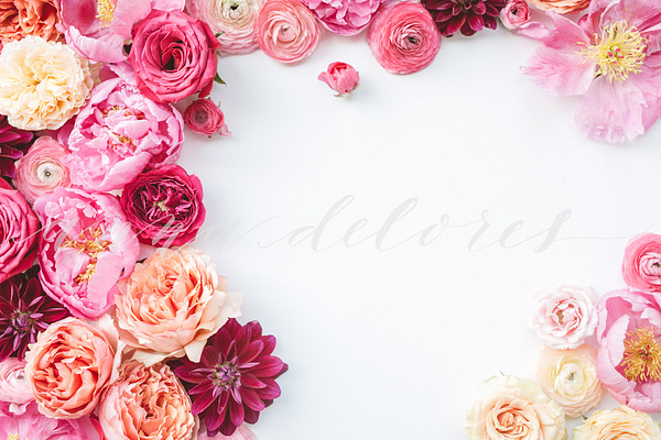 Styled Stock Photo, Pink Flowers 1