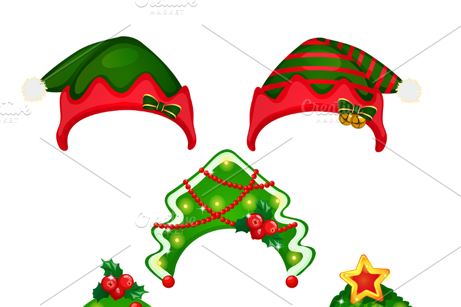 Set of new year and winter hats in Illustrations - product preview 8