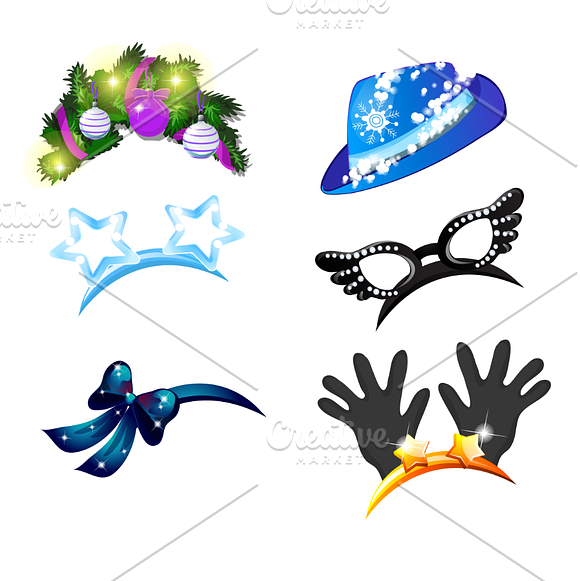 Set of new year and winter hats in Illustrations - product preview 2