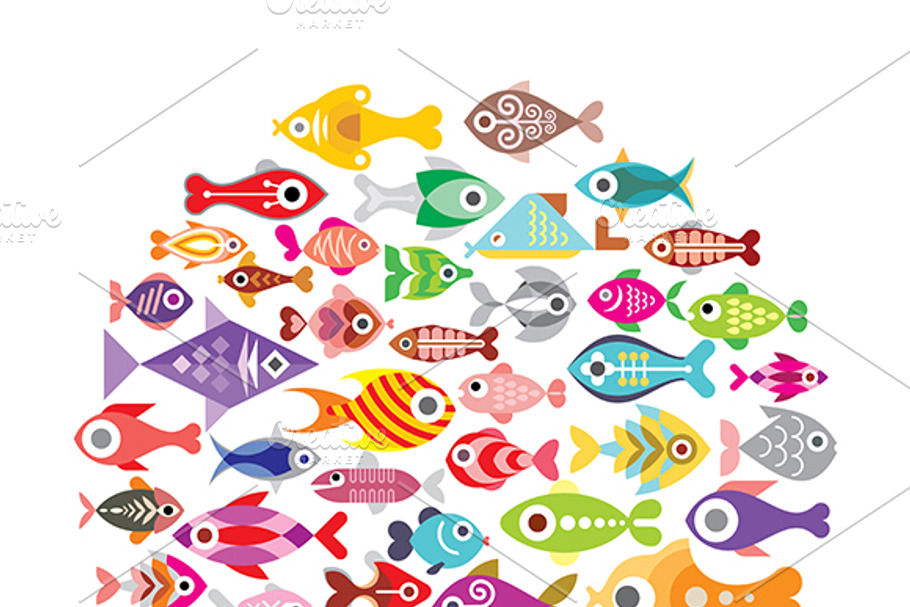 Fish icons round in Illustrations - product preview 8