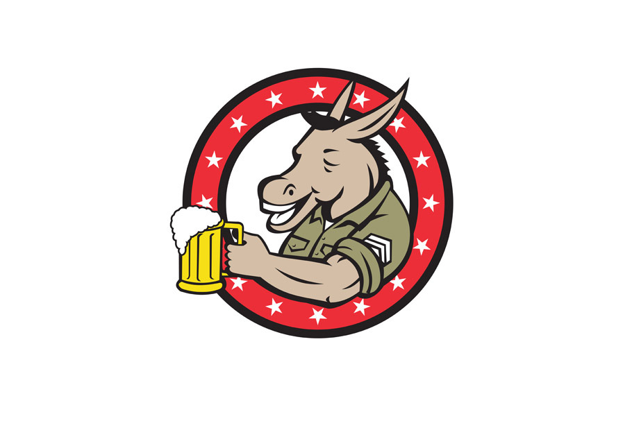 Donkey Beer Drinker Circle Retro