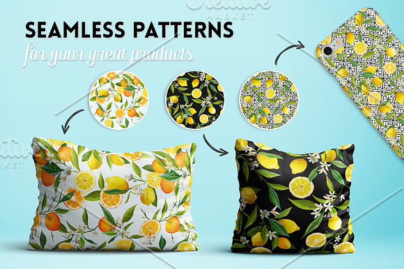 Watercolor Floral Design Set Lemons in Illustrations - product preview 1