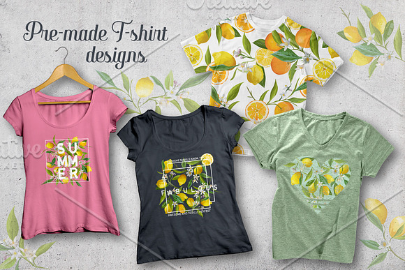 Watercolor Floral Design Set Lemons in Illustrations - product preview 2