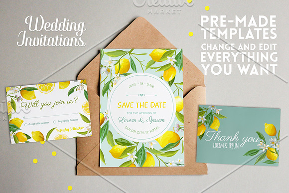 Watercolor Floral Design Set Lemons in Illustrations - product preview 3