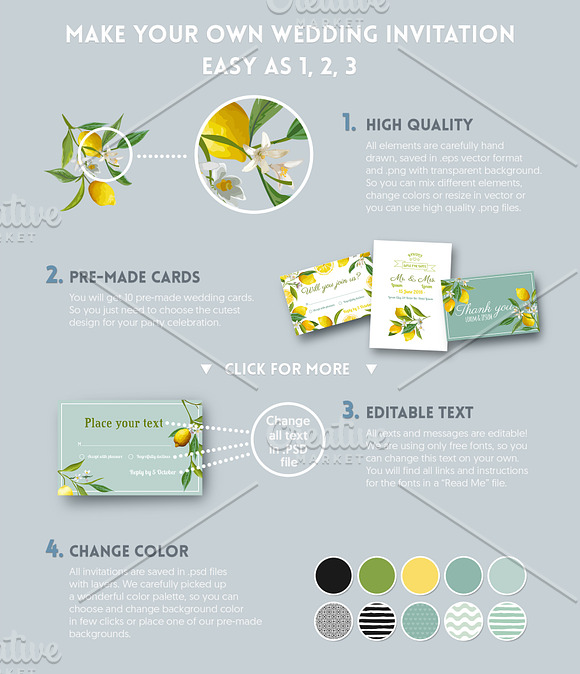 Watercolor Floral Design Set Lemons in Illustrations - product preview 4
