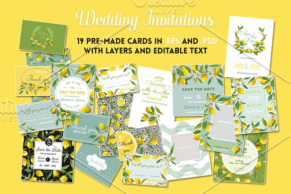 Watercolor Floral Design Set Lemons in Illustrations - product preview 5