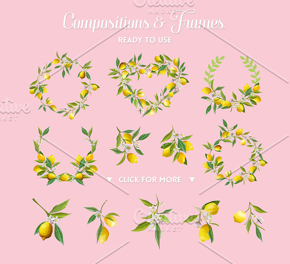 Watercolor Floral Design Set Lemons in Illustrations - product preview 7