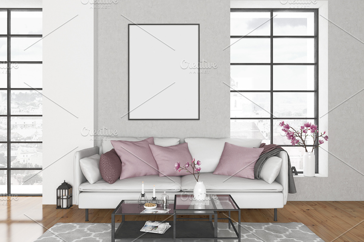 Interior mockup wall art background in Print Mockups - product preview 8