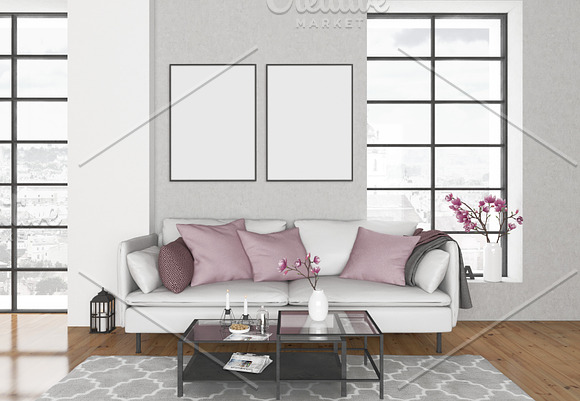 Interior mockup wall art background in Print Mockups - product preview 3