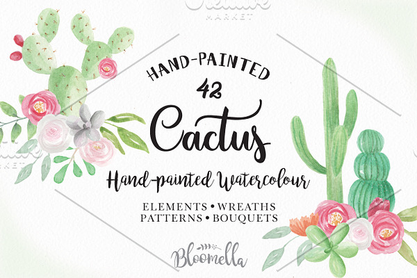 Cactus Watercolor Flower Package
