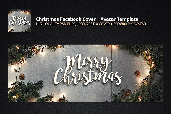 Christmas Facebook Cover + Profile in Facebook Templates - product preview 1