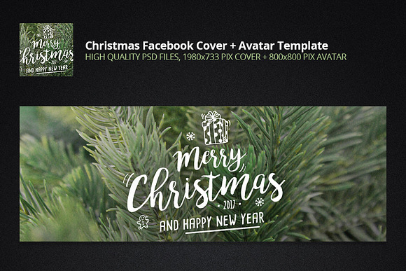 Christmas Facebook Cover + Profile  in Facebook Templates - product preview 1