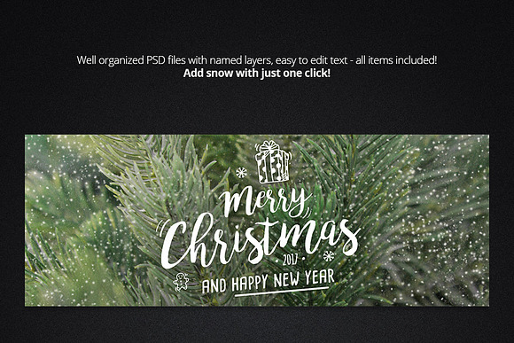 Christmas Facebook Cover + Profile  in Facebook Templates - product preview 2