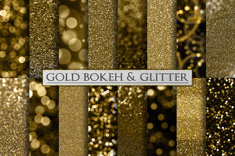 Gold Bokeh and Glitter Backgrounds in Textures - product preview 8