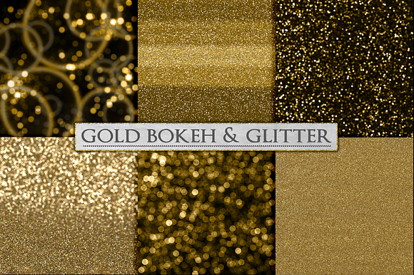 Gold Bokeh and Glitter Backgrounds in Textures - product preview 1