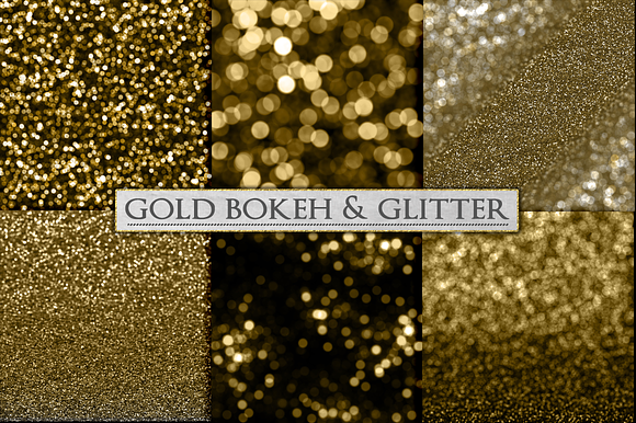 Gold Bokeh and Glitter Backgrounds in Textures - product preview 2