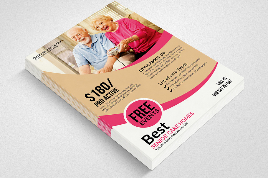 Old Home Senior Care Flyers in Flyer Templates - product preview 8