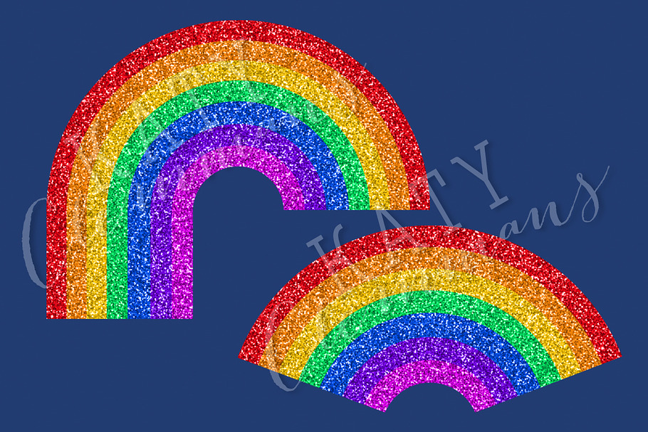 Glitter Rainbows clip art & papers