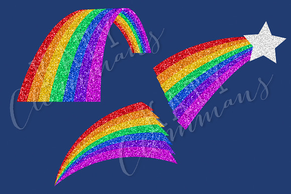 Glitter Rainbows clip art & papers in Illustrations - product preview 1