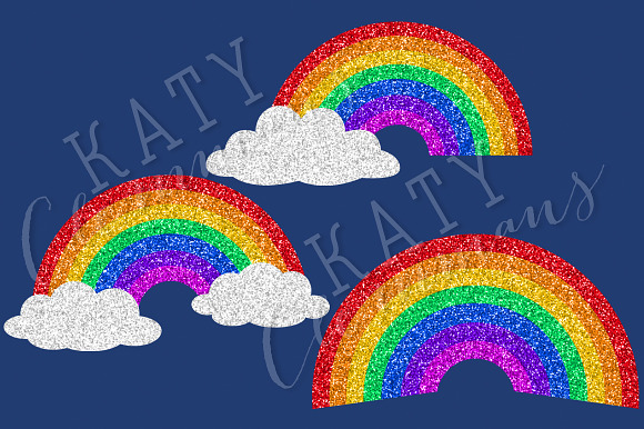 Glitter Rainbows clip art & papers in Illustrations - product preview 2