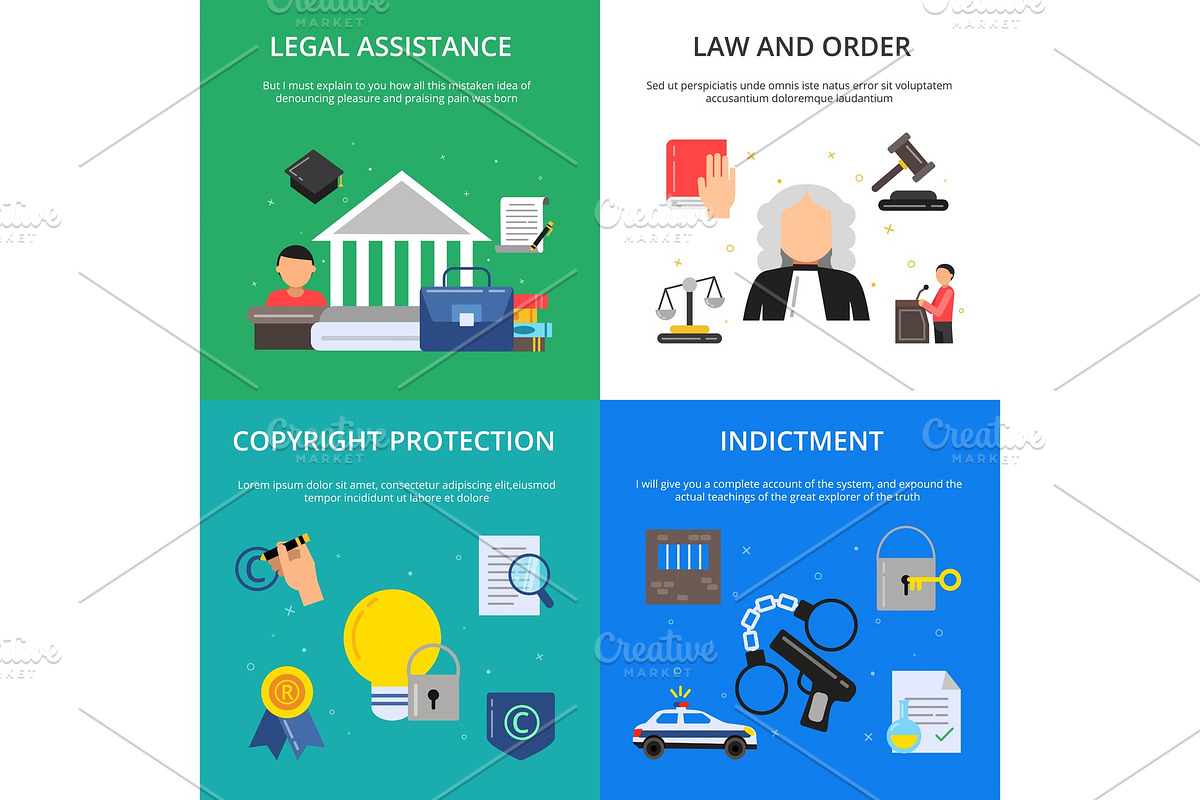 Conceptual pictures of criminal justice. Illustrations of lawyer, judge and other persons in flat style in Graphics - product preview 8