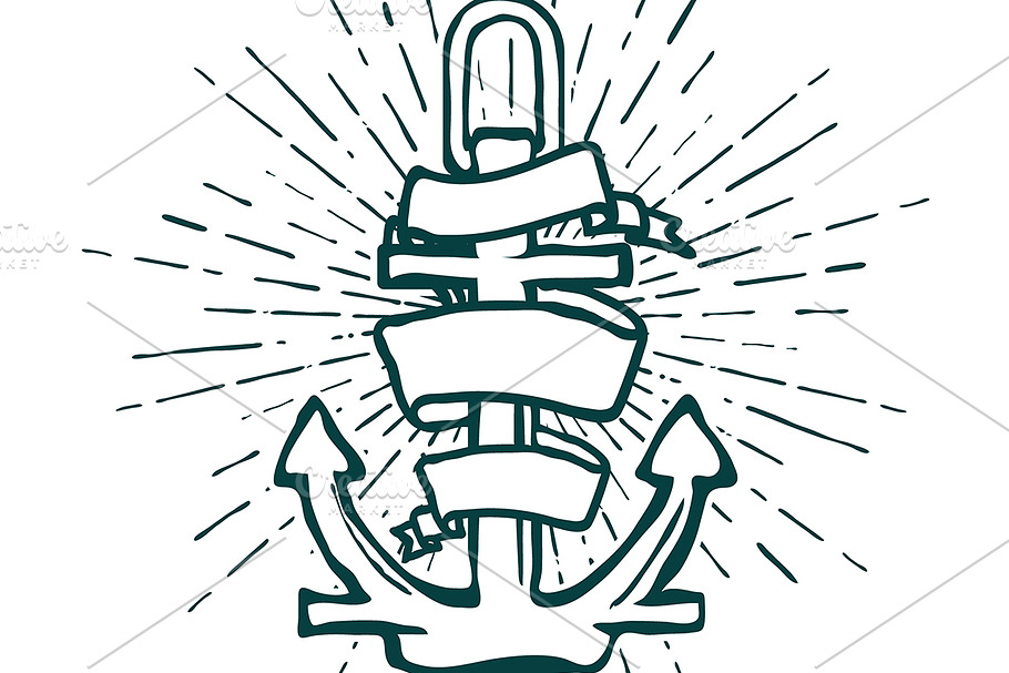 Vintage Marine Anchor isolated in Illustrations - product preview 8